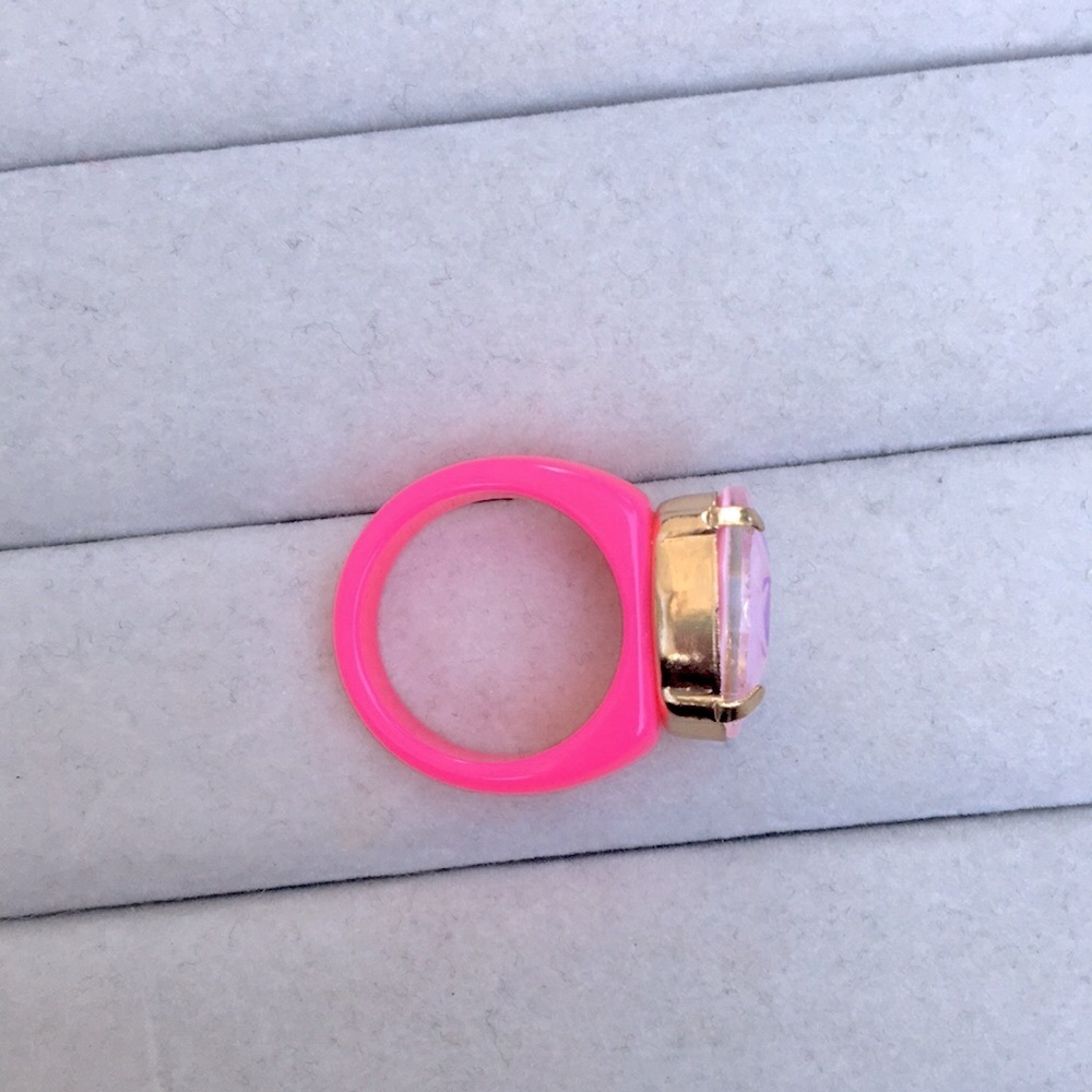 Lilac Pink Opal Oval Aurora Borealis Crystal + Hot Pink Ring - Picture 7 of 16